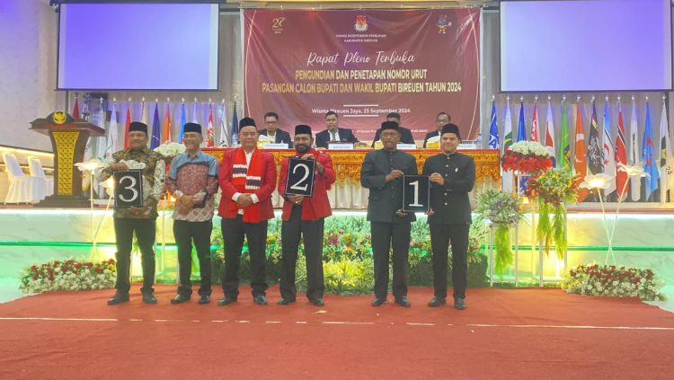 Tiga Paslon Bupati dan wakil Bupati Bireuen Ambil Nomor Urut