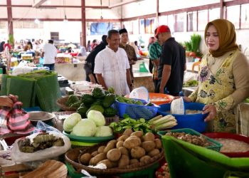 Marlina Muzakir Tinjau Harga Kebutuhan Pokok Menjelang Idul Fitri di Pasar Al-Mahirah