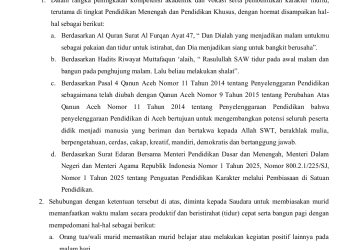 Kacabdin Bireuen Dukung Penuh Edaran Pengendalian Aktivitas Malam Murid dari Kadisdik Aceh