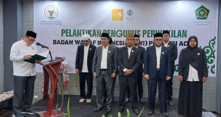 Prof Dr Fauzi Saleh Dikukuhkan sebagai Ketua BWI Aceh 2025–2028, Dorong Literasi dan Wakaf Produktif untuk Kemaslahatan Umat