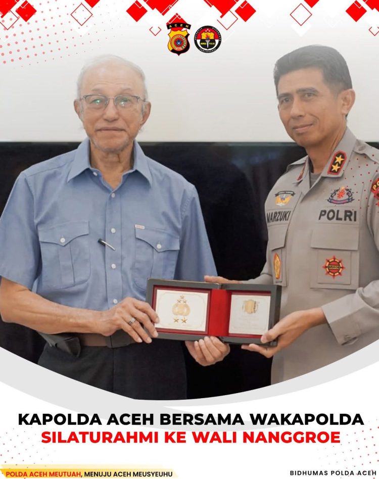 Kapolda Aceh Irjen Marzuki Ali Basyah bersama Wakapolda Brigjen Ari Wahyu Widodo silaturahmi dengan Wali Nanggroe