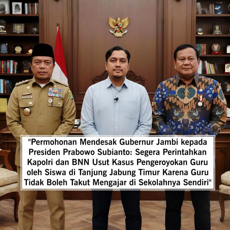 Gubernur Jambi Surati Presiden Prabowo, Minta Perlindungan Guru Usai Insiden Kekerasan di SMKN 3 Tanjab Timur