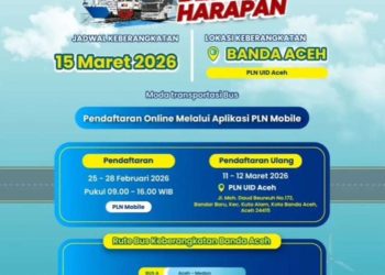 PLN UID Aceh Buka Pendaftaran Mudik Gratis 2026 Rute Aceh-Medan