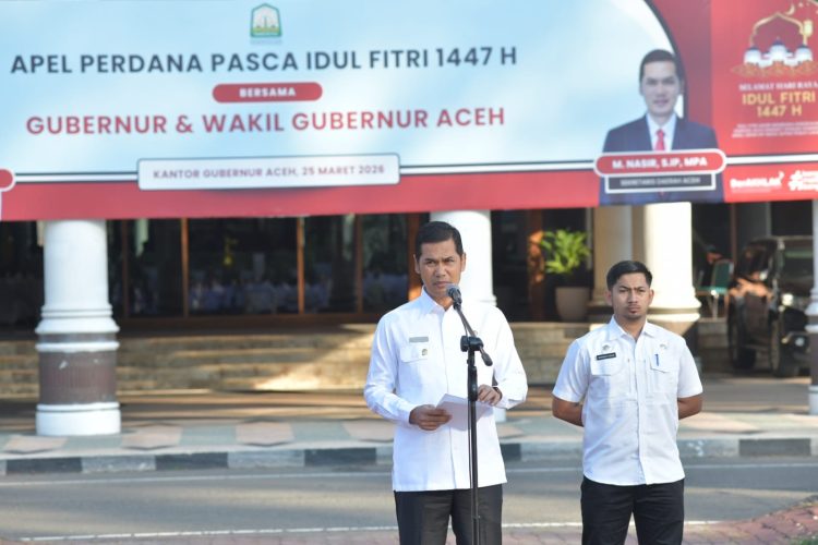 Sekda Aceh Pimpin Apel Perdana Pasca Idul Fitri, Ajak ASN Tingkatkan Kinerja dan Disiplin