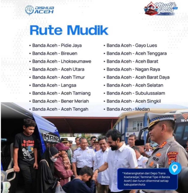 Pemerintah Aceh Fasilitasi Mudik Gratis 2026, Lebih dari 6.400 Pemudik Terlayani