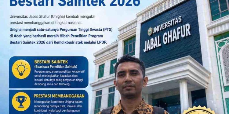 Universitas Jabal Ghafur Jadi Satu-Satunya PTS Aceh Penerima Hibah Penelitian Bestari Saintek 2026