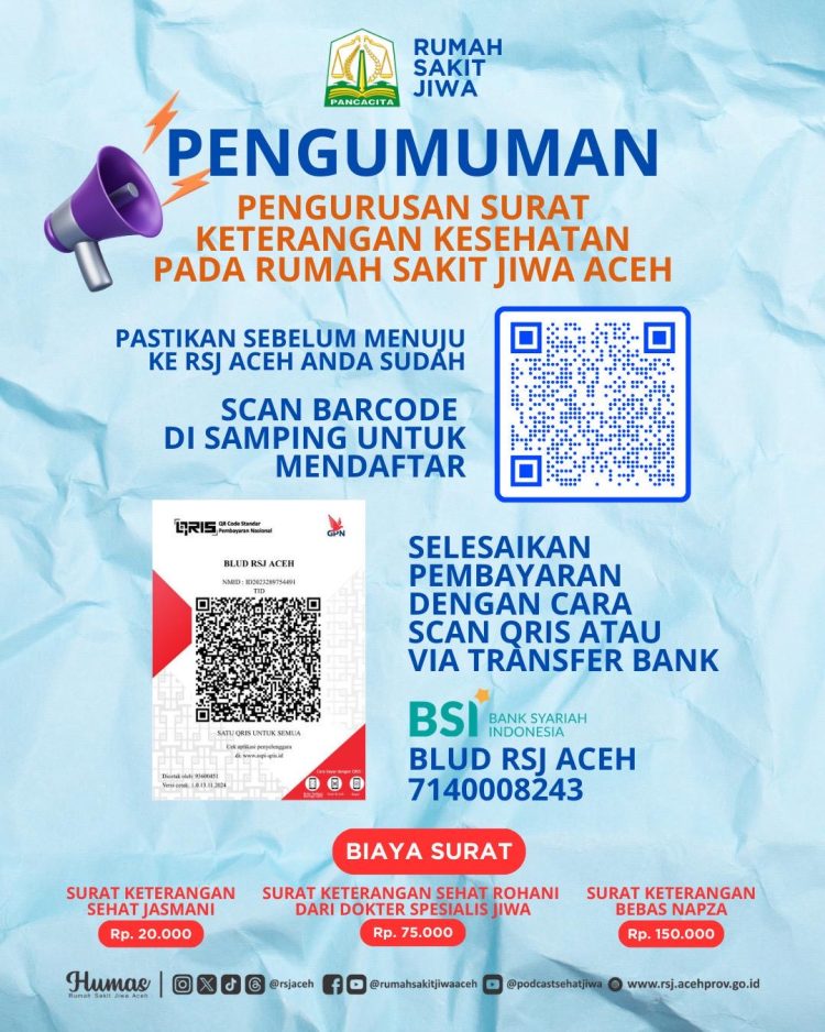 RSJ Aceh Hadirkan Layanan Digital Cepat dan Praktis, dr. Hanif Dorong Kemudahan Akses Surat Kesehatan bagi Masyarakat Aceh