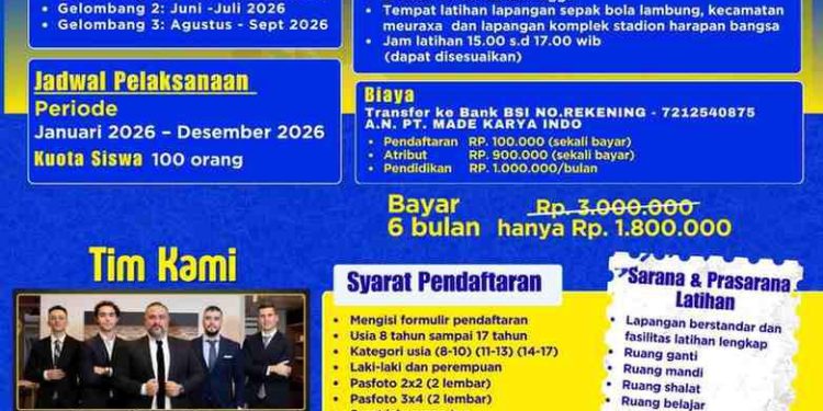 Peluang Emas untuk Aceh, Akademi Sepakbola Spanyol Internasional Perjuangan Aceh (ASSIPA-SIS) Buka Penerimaan Siswa Baru
