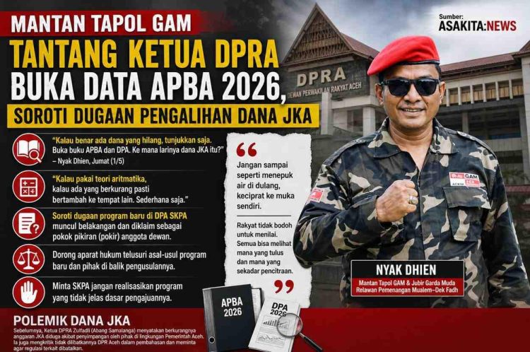 Mantan Tapol GAM Tantang Ketua DPRA Buka Data APBA 2026, Soroti Dugaan Pengalihan Dana JKA