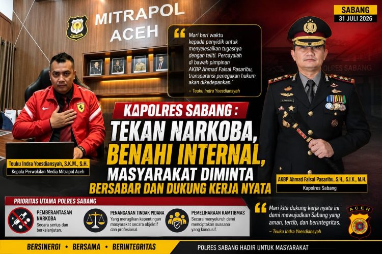 Kapolres Sabang : Tekan Narkoba, Benahi Internal, Masyarakat Diminta Bersabar dan Dukung Kerja Nyata